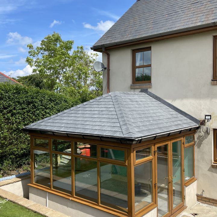 Slate effect warm roof